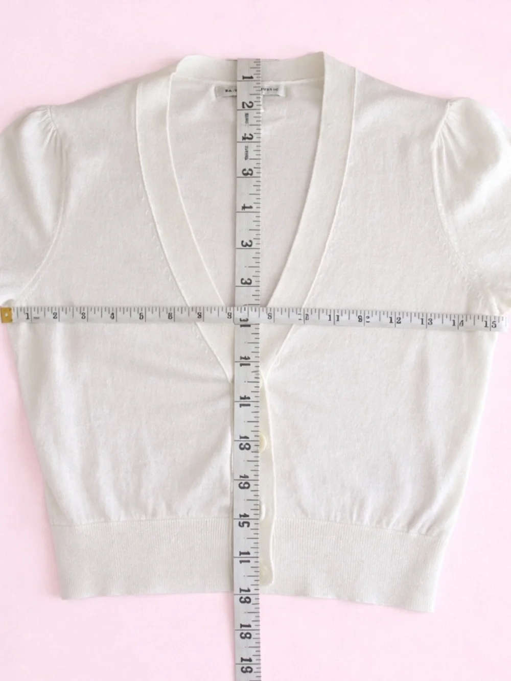 Banana Republic White Short Sleeve V‑Neck 4 Button Cardigan SZ XS EUC - Picture 6 of 8
